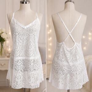 Fredericks of Hollywood Lace Chamise White XL Lingerie Intimates Sexy Bridal
